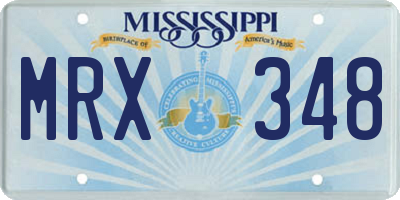 MS license plate MRX348