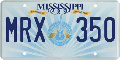 MS license plate MRX350