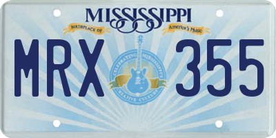 MS license plate MRX355
