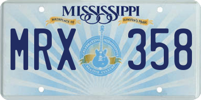 MS license plate MRX358