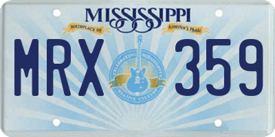 MS license plate MRX359