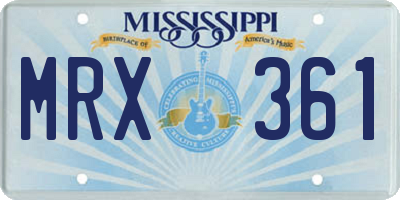 MS license plate MRX361