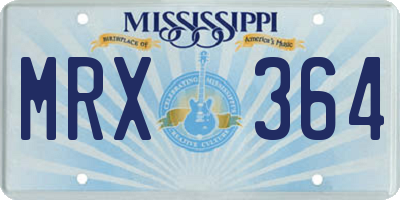 MS license plate MRX364