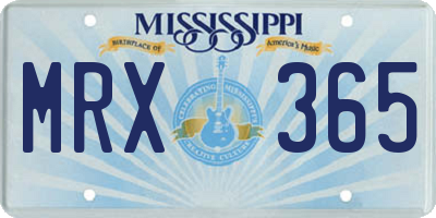 MS license plate MRX365