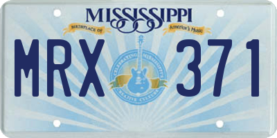 MS license plate MRX371