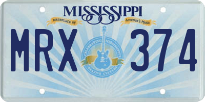 MS license plate MRX374