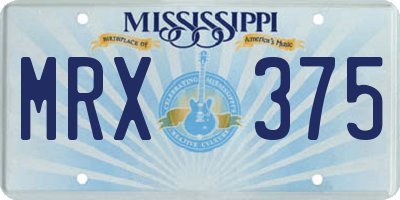 MS license plate MRX375