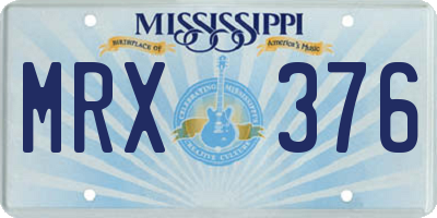 MS license plate MRX376