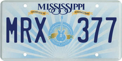 MS license plate MRX377