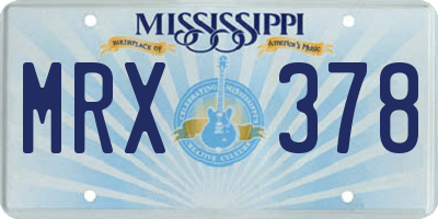 MS license plate MRX378