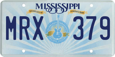 MS license plate MRX379