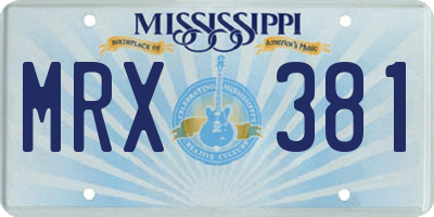 MS license plate MRX381