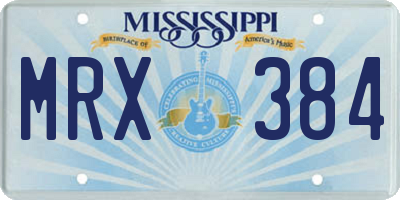MS license plate MRX384