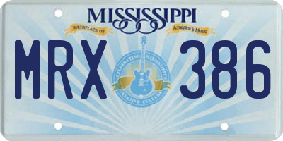 MS license plate MRX386