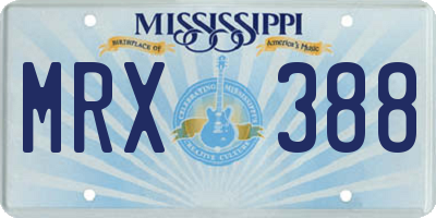 MS license plate MRX388