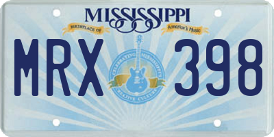 MS license plate MRX398