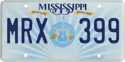 MS license plate MRX399