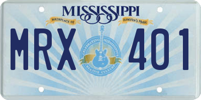 MS license plate MRX401