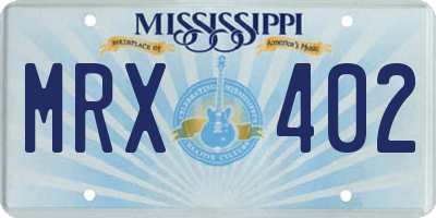 MS license plate MRX402
