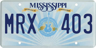 MS license plate MRX403