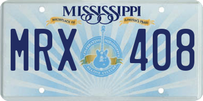 MS license plate MRX408