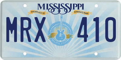 MS license plate MRX410
