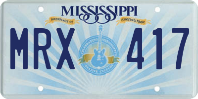MS license plate MRX417