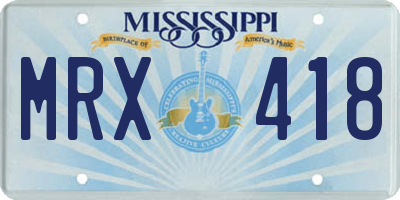 MS license plate MRX418