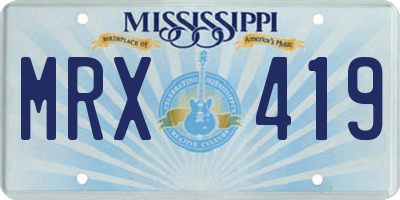 MS license plate MRX419