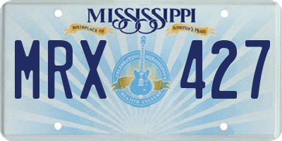 MS license plate MRX427