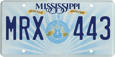 MS license plate MRX443