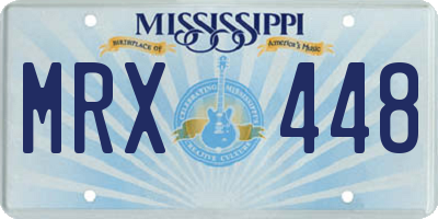 MS license plate MRX448