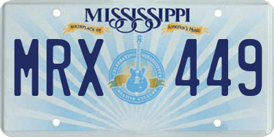 MS license plate MRX449