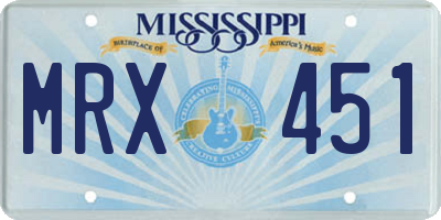 MS license plate MRX451