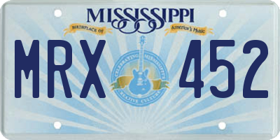 MS license plate MRX452