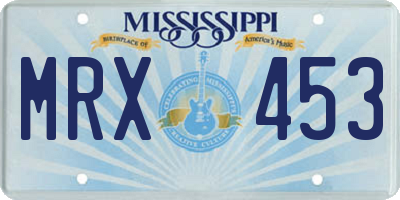MS license plate MRX453