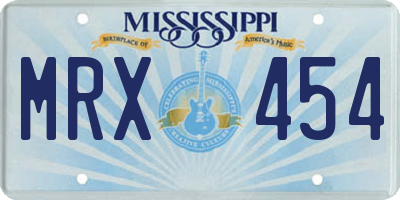 MS license plate MRX454