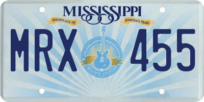 MS license plate MRX455