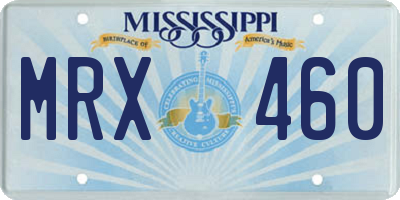 MS license plate MRX460