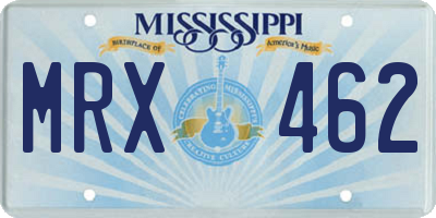 MS license plate MRX462