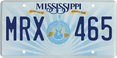 MS license plate MRX465