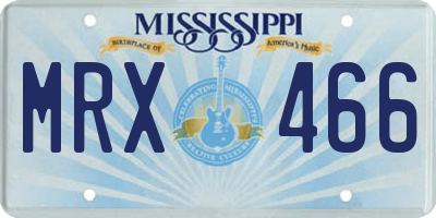 MS license plate MRX466