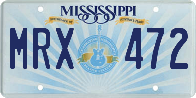 MS license plate MRX472