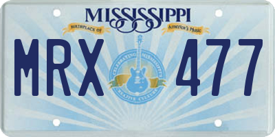 MS license plate MRX477