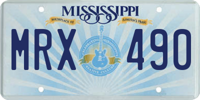MS license plate MRX490