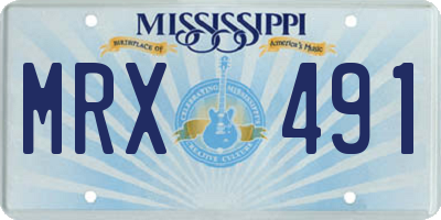 MS license plate MRX491