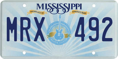 MS license plate MRX492