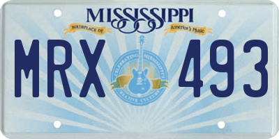MS license plate MRX493