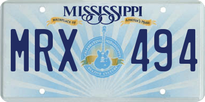 MS license plate MRX494
