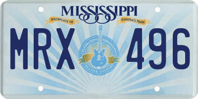 MS license plate MRX496